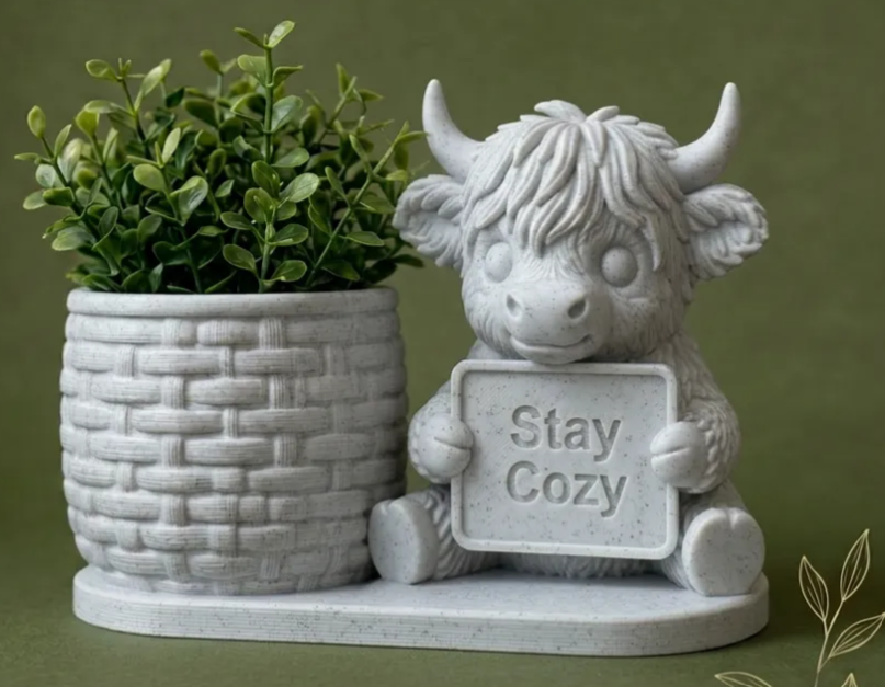 Highland cow bloempot