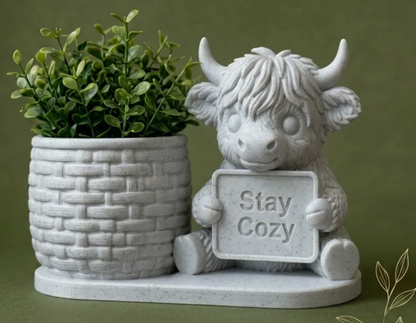 Highland cow bloempot