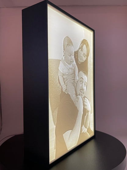 Verlichte 3D lithofaan gepersonaliseerd met eigen foto