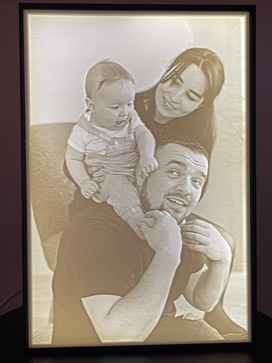 Verlichte 3D lithofaan gepersonaliseerd met eigen foto